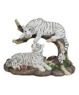 Jungle Frolic Siberian Bengal White Tiger Couple By Forest Curved Tree F... - $40.99 CAD