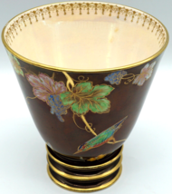 Carlton Ware Rouge Royal Vase – Bird with Flowers &amp; Grapes Gold bands - £20.55 GBP