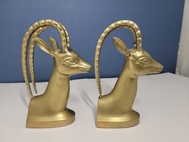Vintage Solid Brass Gazelle Deer Book Ends 7.5&quot; Tall - $29.69