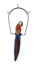 Red and Blue Tropical Macaw Parrot on Perch Hanging Statue 23 In. - £23.21 GBP