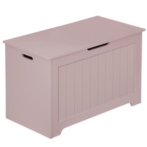 Lift Top Entryway Storage Chest 2 Safety Hinge Wooden Toy Box Bench, Pink - £71.84 GBP