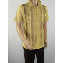 Mens Stacy Adams Italian Style Knit Woven Shirt Short Sleeves 3107 Honey Beige image 4