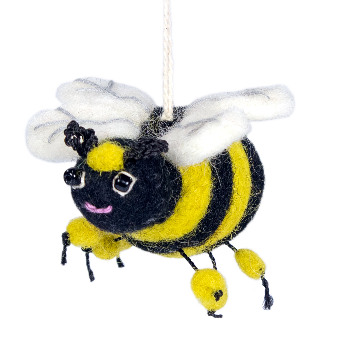 Bumblebee Honey Bee 471359 Felted Sheep Wool Ornament Yellow Black 2.5&quot; L - $17.81