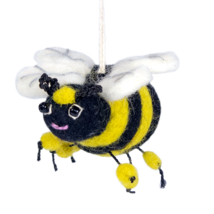 Bumblebee Honey Bee 471359 Felted Sheep Wool Ornament Yellow Black 2.5&quot; L - $17.81