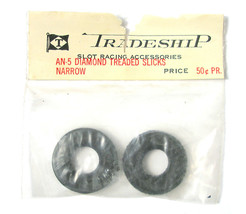 1pr 1960s TRADESHIP 1/24 1/32 Slot Car DIAMOND TREADED SLICK NARROW TIRE... - £3.92 GBP