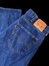 Levis 501 Jeans Size 38x34 Mens Fly Button Waist Dark Wash Straight Leg Stretch - £43.88 GBP