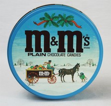 VINTAGE Mars M&amp;M Horse &amp; Buggy Holiday Christmas Tin Cannister  - £11.83 GBP