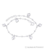 7mm Heart Love Charm, Bead, &amp; Cable Link Italy .925 Sterling Silver Chai... - $872.22 MXN