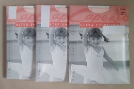 3 CAPEZIO Girls Small 1808C Ultra Shimmery SemiOpaque Footed Tights Ligh... - $14.84