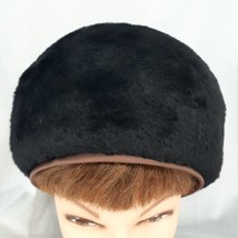 Sitlcrs Duchiss Body Made in Italy Vintage Womens Black Faux Fur Hat Brown Bow - £19.39 GBP