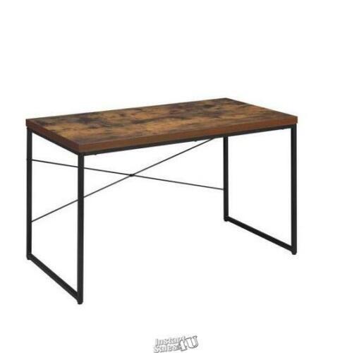 47 in. Rectangular Weathered Oak Writing Desks with Metal Frame - $66.49