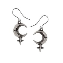 Alchemy Gothic E469 - Lilith Earrings Droppers Crescent Moon Mythology - £21.23 GBP