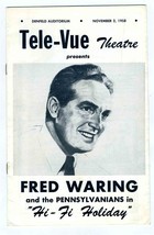 Tele-Vue Theatre Program Fred Waring &amp; the Pennsylvanians 1958 Duluth Mi... - £19.08 GBP