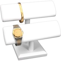 White Faux Leather Oval T-Bar Bracelet Watch Display 7 1/2&quot; x 7&quot; - £24.71 GBP