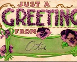 Large Letter Floral Just a Greeting From Otis Embossed UNP DB Postcard E4 - £3.85 GBP
