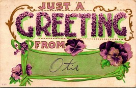 Large Letter Floral Just a Greeting From Otis Embossed UNP DB Postcard E4 - £3.83 GBP