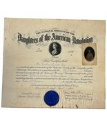 Vintage 1915 Daughters American Revolution DAR Certificate Evelina Sarra... - $93.50