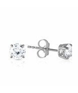 0.60 Carat (CTW) Natural Round Brilliant Diamond 14k White Gold Stud Ear... - $1,299.99