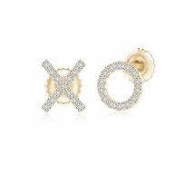 ANGARA Pave-Set Diamond XO Stud Earrings in 14K Yellow Gold - £324.72 GBP