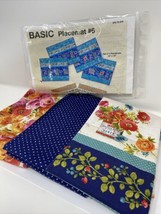 BASIC Placemat #6 Kit of 4 Placemats 18&quot; x 14&quot; Blue Floral Fabric - £18.62 GBP
