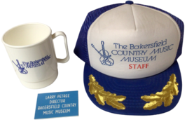 Vtg Bakersfield Country Music Museum Larry Petree Staff Badge Hat Mug Lot 899A B - £45.30 GBP