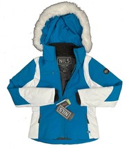 NEW $355 Nils Sasha Ski Jacket (Parka)!  2  Blue &amp; White  Waterproof  Faux fur - £159.66 GBP