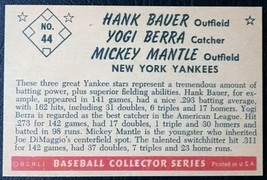 1953 Bowman #44 Mickey Mantle - Yogi Berra - Hank Bauer Reprint - MINT - £1.56 GBP