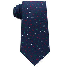 Tommy Hilfiger Navy Blue Red Green Silver Festive Christmas Bows Silk Tie - £19.76 GBP