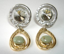 Swarovski Crystal Turquoise Earrings Gold Silver Unique Tear Drop Dangle... - $89.00