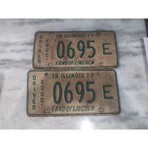 Vintage 1977 ILLINOIS Driver Education License Plate 0695E Matching Set - £11.48 GBP