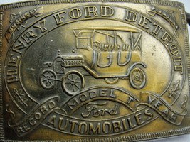 Henry Ford Detroit Belt Buckle Brass Vintage Advertising Model T - $39.59