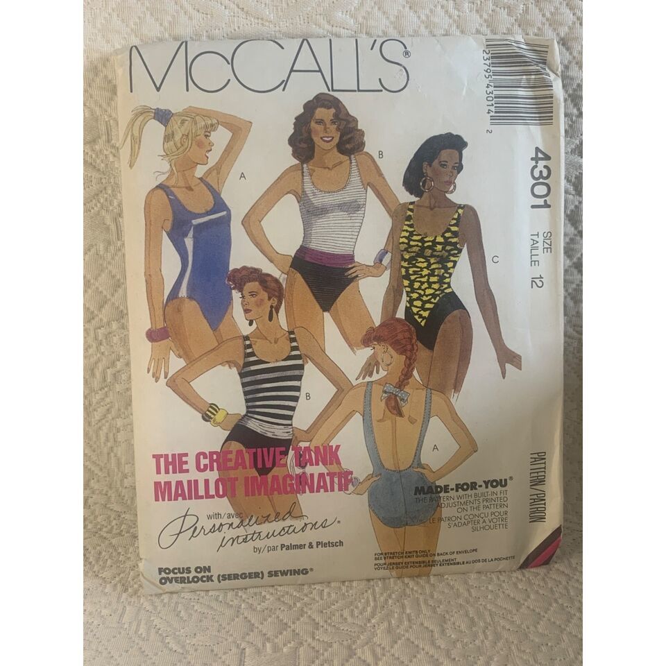 Primary image for McCall's Misses Swimsuit Sewing Pattern sz 12 4301 - uncut