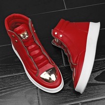 Red Stylish Men High Top Sneakers Skated Shoes  Platform Skate  Training Shoes M - £104.15 GBP