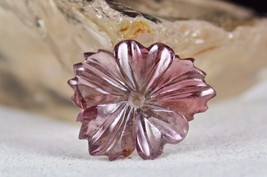 Natural Tourmaline Carved Flower 24.40 Ct Gemstone For Designing Ring Pendant - £263.65 GBP