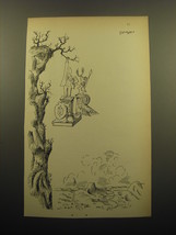 1960 Cartoon by Saul Steinberg - Hanging From a Branch on a Cliff - $14.99