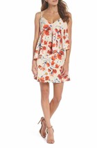 NSR Cara Floral Slip Dress Spaghetti Strap Coral Orange Red Ruffle SZ M NWT - $49.00