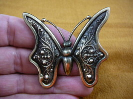 (b-but-301) Butterfly flying I love butterflies filigree pin pendant brooch - $17.75