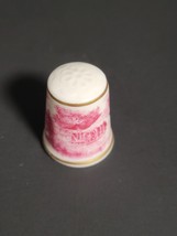 Vintage Kaiser W. Germany Scenic River Red Transferware Porcelain Thimble - $11.87