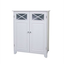 White 2-Door Bathroom Floor Cabinet with Adjustable Storage Shelf - $319.49