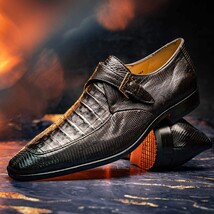 Genuine caiman crocodile and lizard Shoes Toluca Brown image 11