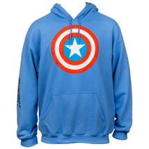 Captain America Shield Symbol with Sleeve Print Text Pull Over Hoodie Blue - £49.01 GBP+