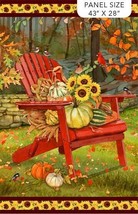 28.5&quot; X 44&quot; Panel Autumn Afternoon Chair Sunflowers Rust Cotton Fabric D513.73 - £8.69 GBP