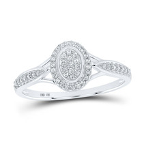 10kt White Gold Womens Round Diamond Oval Ring 1/10 Cttw - £175.29 GBP