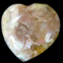 Heart Polished Small Coral Flower Agate  HR29 - $9.77