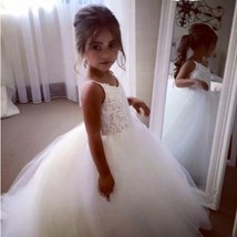 Flower Girls Wedding Ceremony Embroidery  Trailing Dress Kids  Ball Gown Dresses - £101.50 GBP