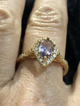 Yellow Gold Plated Amethyst Fashion Ring Size 10 - £27.93 GBP