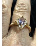 Yellow Gold Plated Amethyst Fashion Ring Size 10 - $655.16 MXN