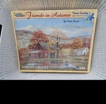 White Mountain FRIENDS IN AUTUMN 1000 piece puzzle fall foliage barn NEW... - $14.49