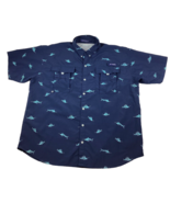 Columbia Super Bahama PFG Shirt Men&#39;s XXL Blue Marlin Swordfish Short Sl... - £28.14 GBP