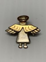 DM Gold Tone Angel Tie Lapel Pin Brooch Estate Fashion Jewelry Find Halo KG - $7.91